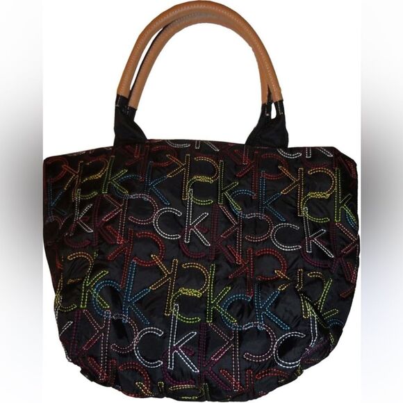 Calvin Klein Multi Color Embroidered Stitch Nylon Bag - Picture 1 of 10